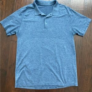 Lululemon Polo Shirt Mens Large L Metal Vent Tech Blue Short Sleeve Performance